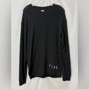 PINK Victoria’s Secret Black Crew Neck Sweatshirt Logo On Front Size Medium